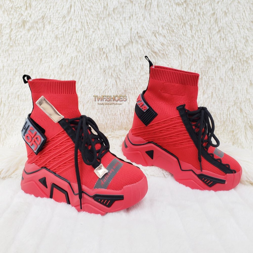 Pull On Platform Sneaker Boots 4" Hidden Wedge